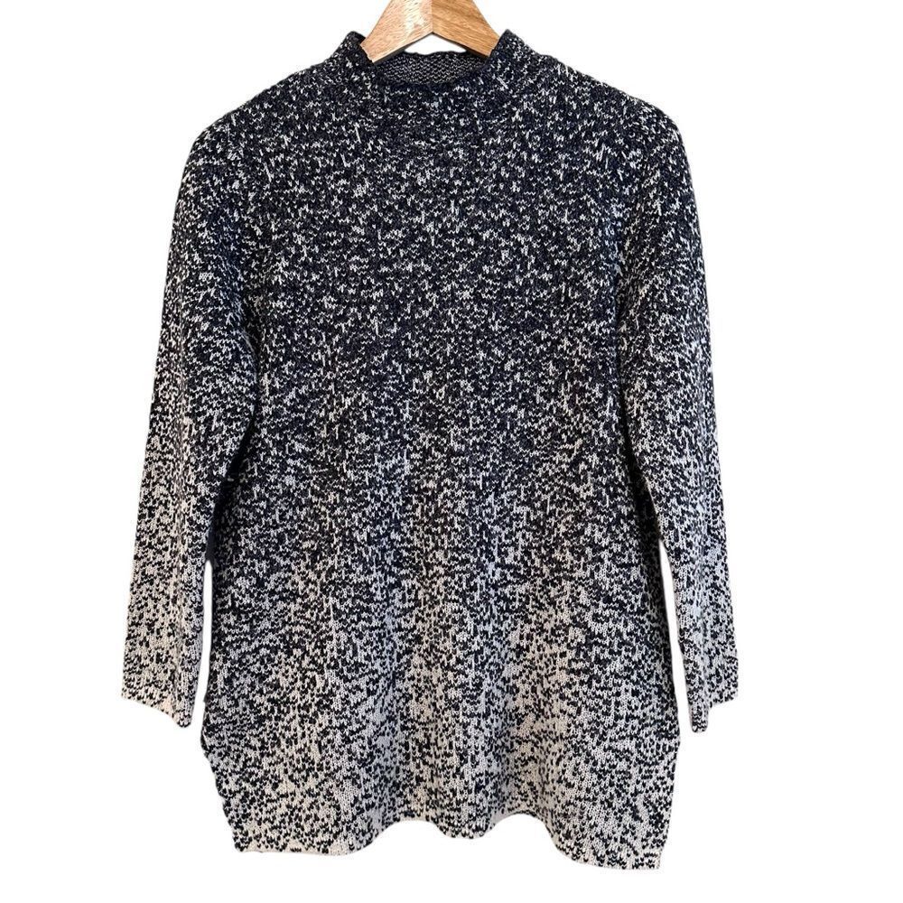 J. Jill Pure Jill Sweater Tunic Charcoal White Knit Ombre Mock Neck Small
